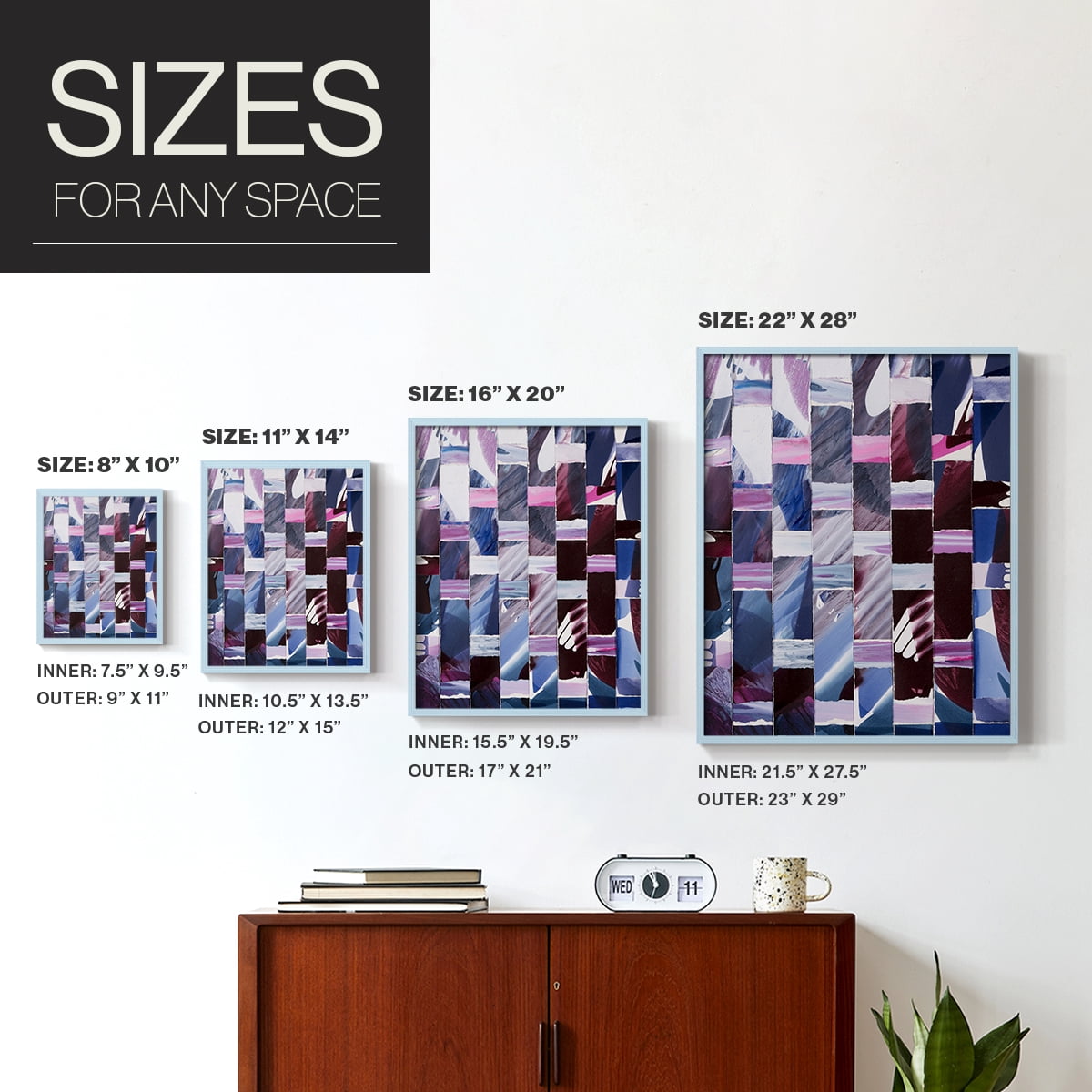 Dream Portals Framed Print in Blue Solid Wood Framed Print No Nail Hanging