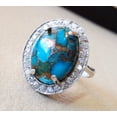 thumbnail image 2 of Natural Blue Copper Turquoise Ring, Turquoise Ring, December Birthstone, CZ Ring, 925 Sterling Silver, Womens Ring, Christmas, Thanksgiving, Handmade, Statement Jewelry, Natural Turquoise Ring, 2 of 5