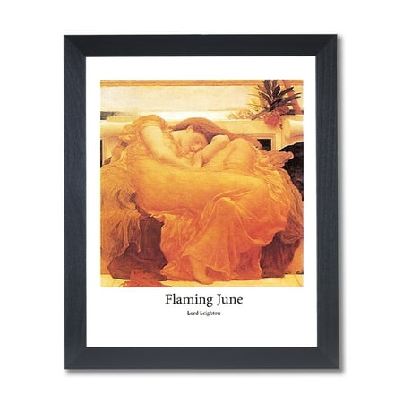 - Flaming June Lady Sleeping Victorian Wall Picture Black Framed Art Print