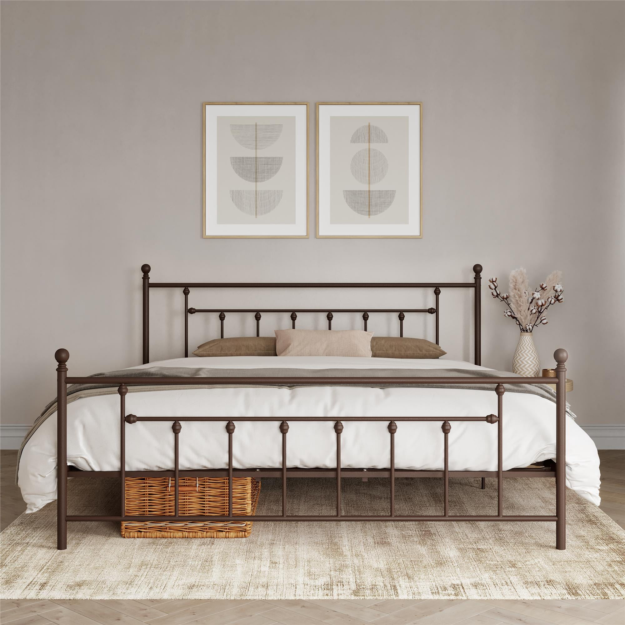 DHP Manila Metal Platform Bed with Adjustable Height, King, Bronze