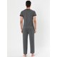 thumbnail image 5 of Conjuntos de pijamas para dormir de salón con cuello en V y mangas cortas de algodón para hombre Gris oscuro L Unique Bargains Pijama, 5 of 5