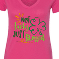 thumbnail image 4 of Inktastic St. Patrick's Day Not Lucky Just Blessed with Clover Women's V-Neck T-Shirt, 4 of 5