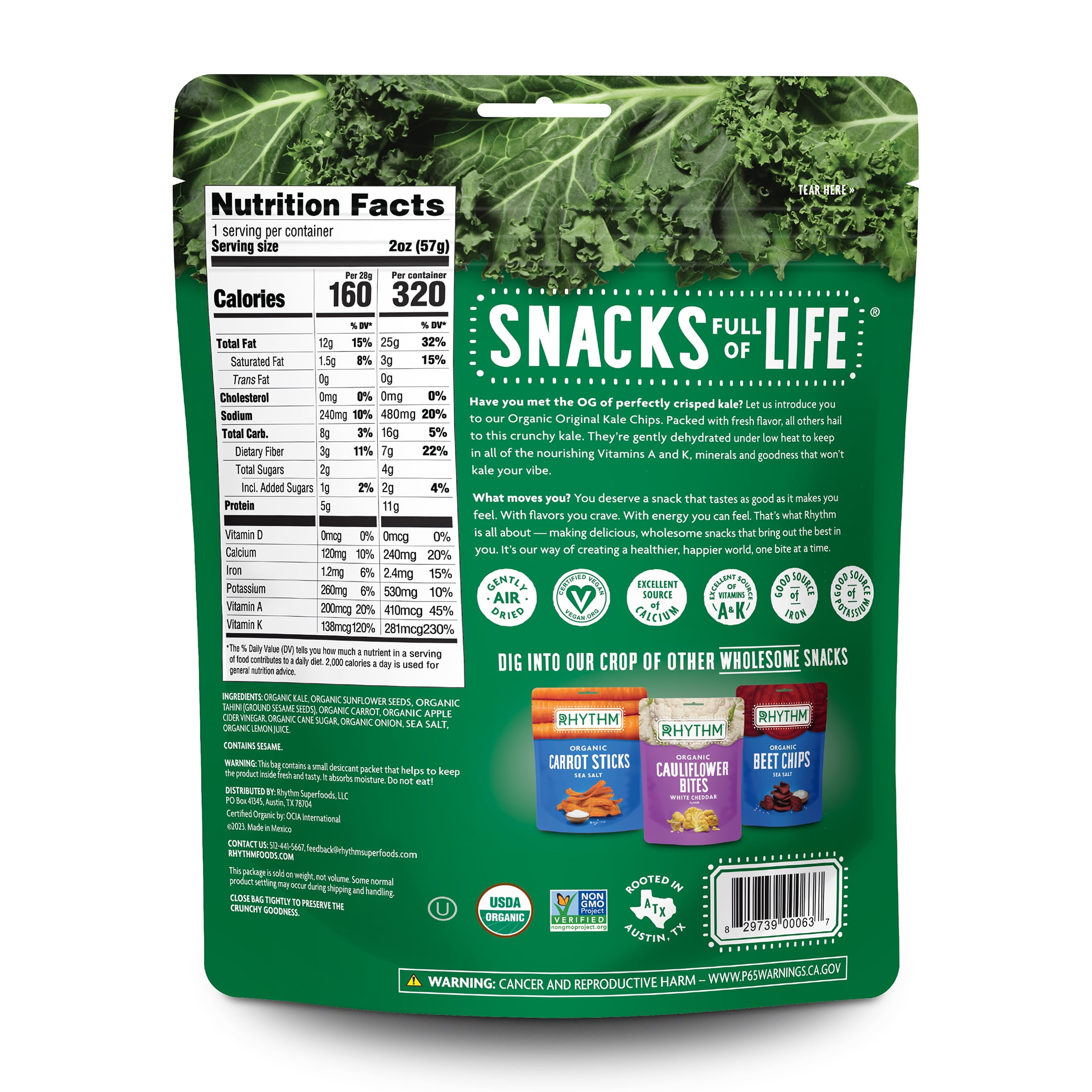 Rhythm Superfoods Kale Chips, Original, 2 Oz