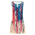 thumbnail image 4 of Dvkptbk Robes Drapeau Américain pour Femmes Été Plage Sans Manches Robe d'Été Évasée Décontractée Ample Robe T-Shirt - Soldes d'Été Liquidation, 4 of 5