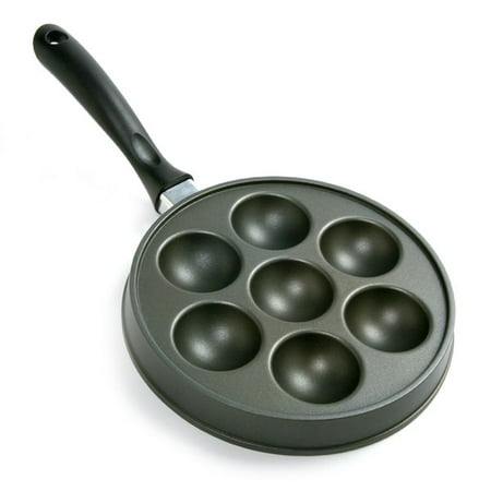 Gold Anodized Aluminum Cast - Aebleskiver Pan, Nonstick Cast Aluminum Danish Ebelskiver Pan, Black