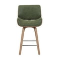 thumbnail image 3 of Tyler Modern Counter Height Swivel Bar Stool with White Wash Finished Wood and Vintage Green Upholstery, 3 of 5
