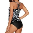 thumbnail image 3 of Tankini de Bain pour Femmes à Imprimé Gris avec Croisillons et Découpes, 3 of 4