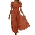 thumbnail image 2 of NTACZA Women'S Dresses Sundress Casual Tiered Hem Maxi Ruched Waist Scoop Neck Short Sleeve A-Line Beach Size XXL, 2 of 7