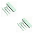 thumbnail image 1 of ZheElen Tableware Set Washable Solid Color Children Flatware Kit Indoor Outdoor Holiday Dinnerware with Storage Case Green 2Set, 1 of 6