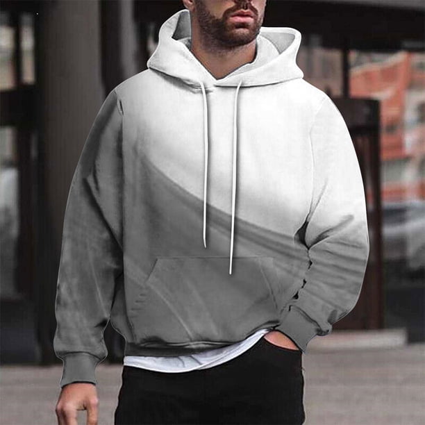 Sudadera con capucha para hombre, estilo casual, con cuello redondo, estampado, manga larga, blusa de poliéster