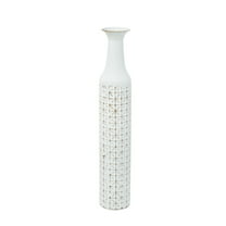 A&B Home White Iron Vase with Geometric Motif - D5x30"