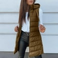 thumbnail image 6 of Fgvctg Women's Long Puffer Vest Quilted Sleeveless Warm Puffer Vest Oversized Hooded Outerwear Long Coats Puffy Zip Up Jackets Solid Clothing with Pockets Khaki L, 6 of 6