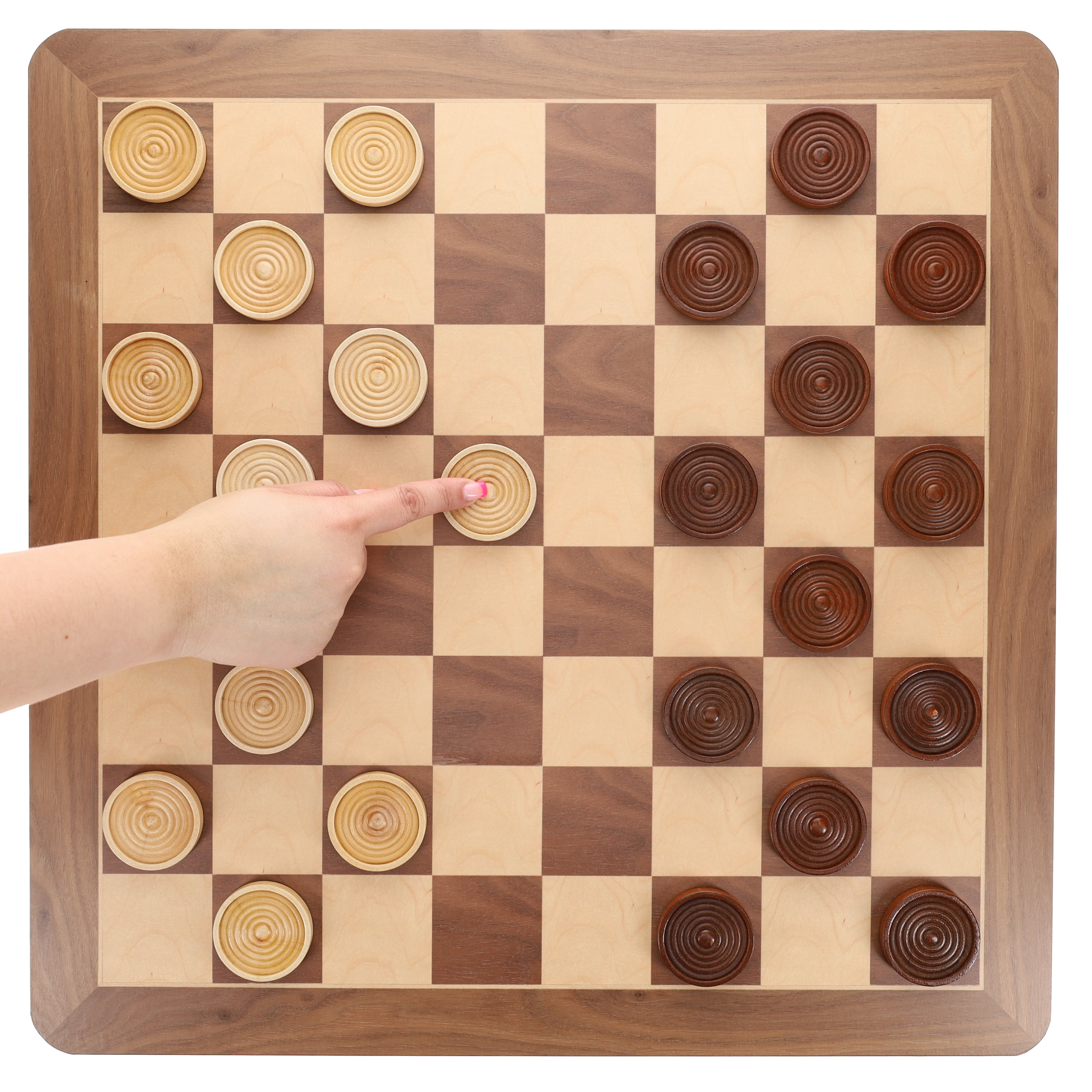 The Complete Checkers Vol.Ⅱ WE Games Wooden Checkers with Stackable Ridges - 2 Inches