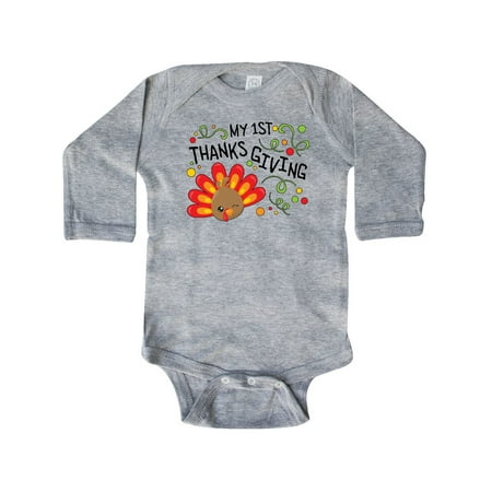 

Inktastic My First Thanksgiving- cute turkey Gift Baby Boy or Baby Girl Long Sleeve Bodysuit