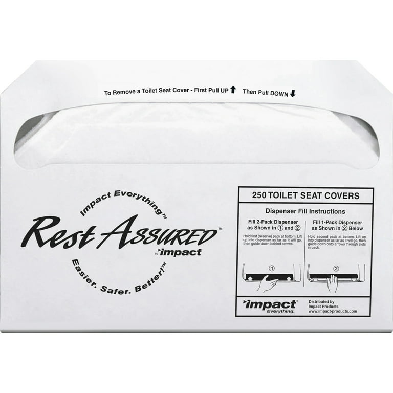 Impact Toilet Seat Covers - Half-fold - 250 / Pack - 1000 / Carton - Paper - White Impact Toilet Seat Covers - Half-fold - 250 / Pack - 1000 / Carton - Paper - White