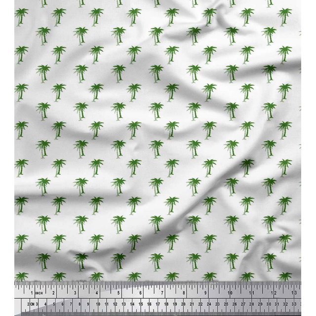 Soimoi Green Rayon Fabric Palm Tree Printed Fabric 1 Yard 42 Inch Wide