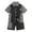 Black, variant on Hienoo Toddler Boys 2 Piece Outfits Short Sleeve Button Up Shirt Shorts Casual Clothes Set