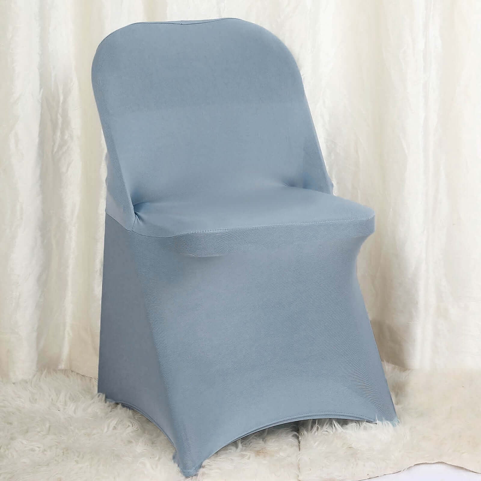 Efavormart 10PCS Stretchy Spandex Fitted Folding Chair Cover Dinning Event Slipcover For Wedding Party Banquet Catering- Dusty Blue