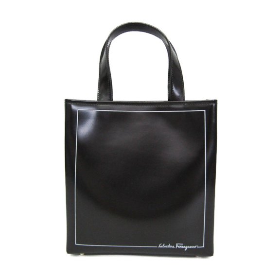 Pre-Owned Salvatore Ferragamo DJ-21 8210 Women's Patent Leather Handbag Black