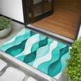 thumbnail image 5 of 2x3 Door Mat Rug, Turquoise Stripes Non-Skid Rubber Backing Large Rectangle Rugs - Living Room Bedroom Home Office, Vintage Farmhouse Ripple Texture Art Indoor Floor Mat Carpets Washable Rug, 5 of 9
