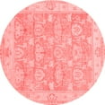 thumbnail image 1 of Ahgly Company Machine Washable Indoor Round Abstract Red Modern Area Rugs, 3' Round, 1 of 4