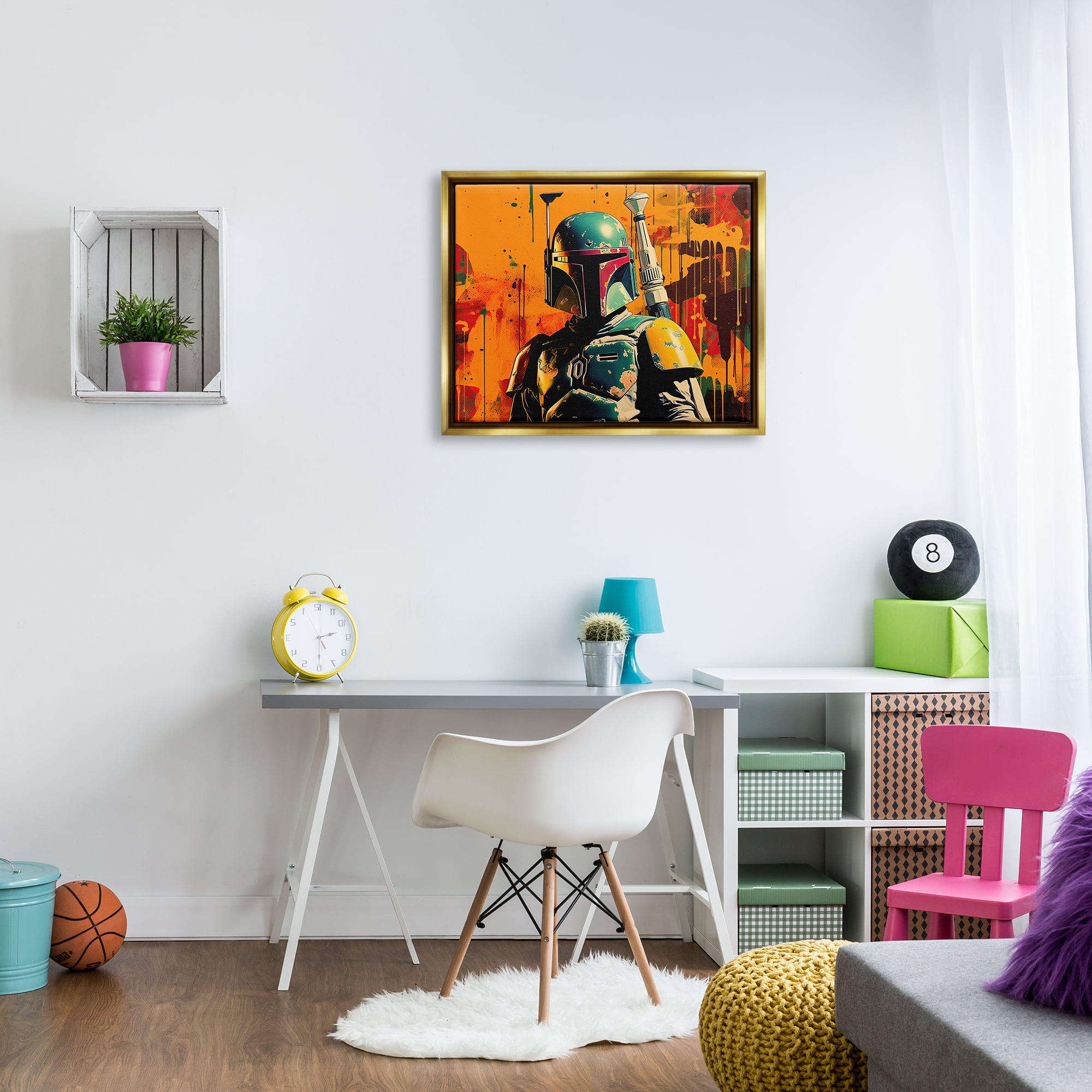 Stupell Industries Sci-Fi Pop Urban Style Fairy Tales & Fantasy Painting Gold Floater Framed Canvas Art Print Wall Art, 31 x 25