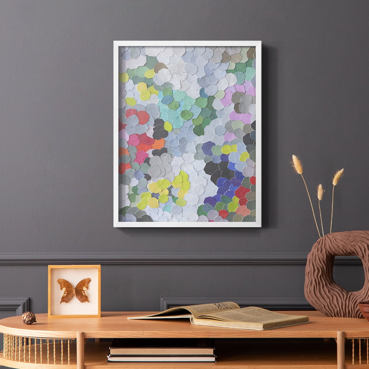 Buckingham Gardens Framed Print in White Solid Wood Framed Print No Nail Hanging