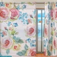 thumbnail image 2 of Floral Roses Flowers Semi Sheer Curtains Window Voile Drapes Panels Treatment-55x84in for Living Room Bedroom Kids Room, 2 Pieces, 2 of 4
