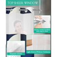 thumbnail image 4 of No Hook Shower Curtain with Snap in Liner, Mid Century Abstract Blue White Geometric Hotel Shower Curtains for Bathroom, Washable Shower Curtain Liner Set with Mesh Top Window, 36"x78", 4 of 6