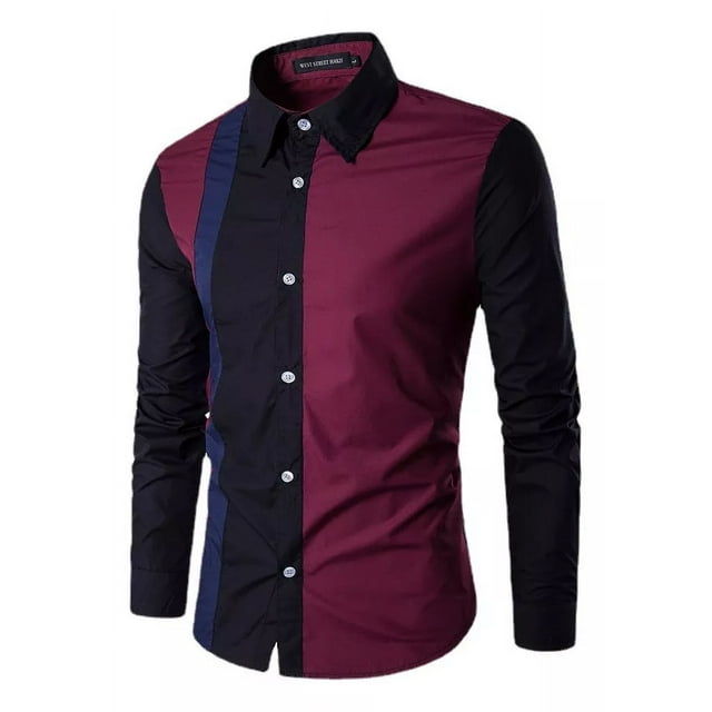 Camisas De Poliéster Hombre Larga Slim Casual Formal Moda