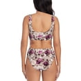 thumbnail image 3 of Honeii Rose Flowers Print Women’s Bikini Set,Two Piece Swimsuit Bathing Suits,Stylish High Elasticity Swimwear for Beach and Pool, 3 of 7