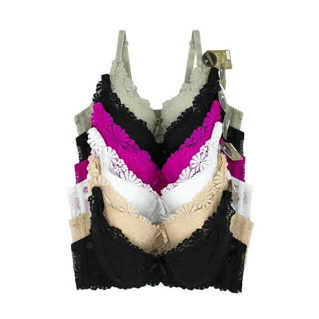 Paquete de Brasier Adda Lingerie Modelo Margarita, Diseño de encaje floral.