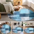 thumbnail image 5 of Teal Blue Round Area Rug 4 FT, Non Slip Indoor Outdoor Rug, Modern Oil Painting Abstract Ombre Geometric Washable Soft Circular Carpet Non-Shedding Floor Mat for Coffee Table Nursery Foyer Balcony, 5 of 8