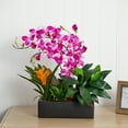 thumbnail image 6 of Nearly Natural Dendrobium Orchid and Bromeliad Silk Arrangement in Planter-Color:Purple, 6 of 6