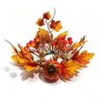 thumbnail image 2 of Thanksgiving Candle Ring Wreath – Artificial Maple Leaves & Berries, 9.8 Inch Autumn Harvest Centerpiece for Front Door Mantel Table, 2 of 7