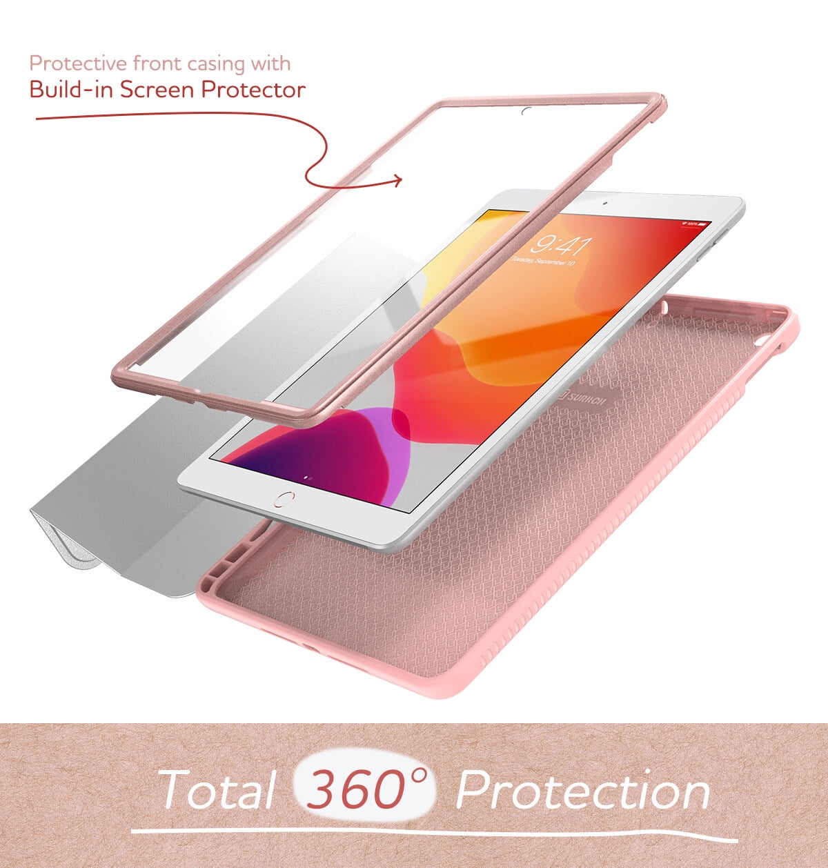 Suritch for iPad 9th/ 8th/ 7th Generation Case 10.2 Inch with Screen Protector and Pencil Holder, Magnetic Trifold Stand, Auto Sleep/Wake Cover, Marble White