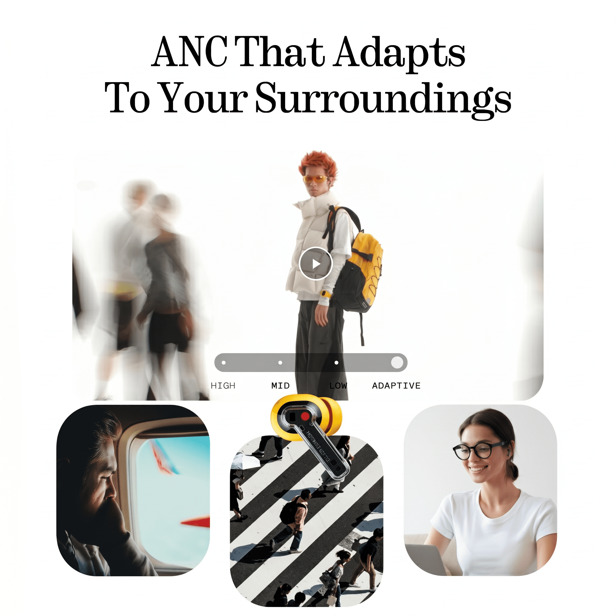 Nothing Ear (a) Wireless Earbuds, 45dB Hybrid Noise Cancelling Earbuds, Hi-Res Audio, Advanced Equaliser, Dual Connect, 6 Mics, 42.5H Playtime Ear Buds Wireless Bluetooth, Yellow