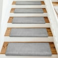 thumbnail image 6 of Pure Era Bullnose Plush Carpet Stair Treads Protector Cover 9" x 30" Indoor Shaggy Rug Self Adhensive Set of 12,Gray, 6 of 8