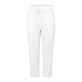 thumbnail image 6 of IDALL Linen Pants Women Petite Pants Women Cotton Linen Straight Leg Pants Elastic Drawstring Casual Trousers With Pockets Summer Beach Pants Beach Pants Summer Pants White 3XL, 6 of 6
