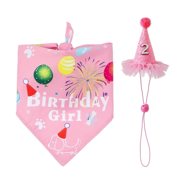 Conjunto de gorro y bandana para cumpleaños de perro, suministros para fiestas de cumpleaños de cachorros, gorro y bufanda para cumpleaños de perro, para perros pequeños y medianos.