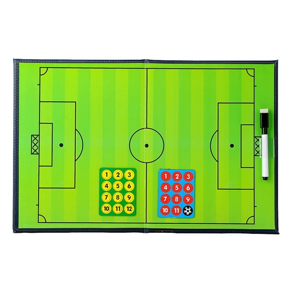 NICEXMAS Green PVC Football Coaching Board Reusable Dry Erase Clipboard for Coaching Use with Markers 2 Sections for Fan Gear