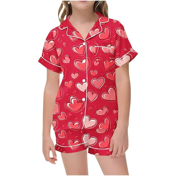 ibuvkizy Boys Girls Pajamas Toddler Baby Kids Winter Boys Girls Solid Color Short Sleeved Pants Home Wear Clothes Suit,2-3 Years