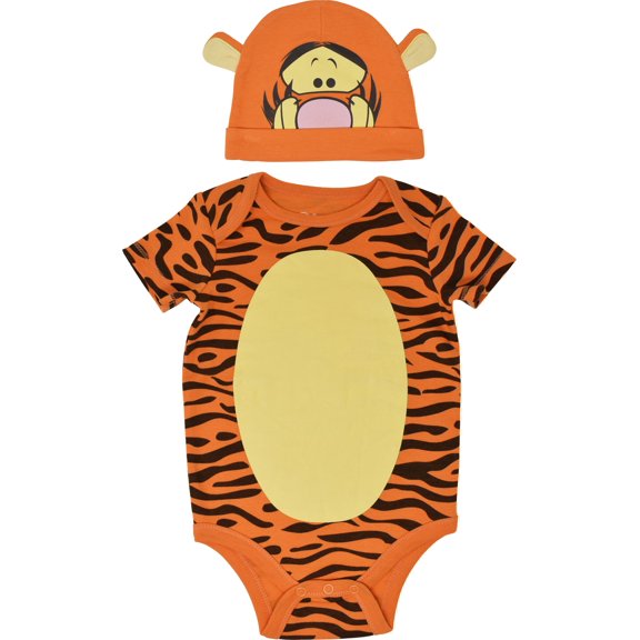 Disney Winnie the Pooh Tigger Newborn Baby Boys Cosplay Bodysuit and Hat Set Newborn to Infant