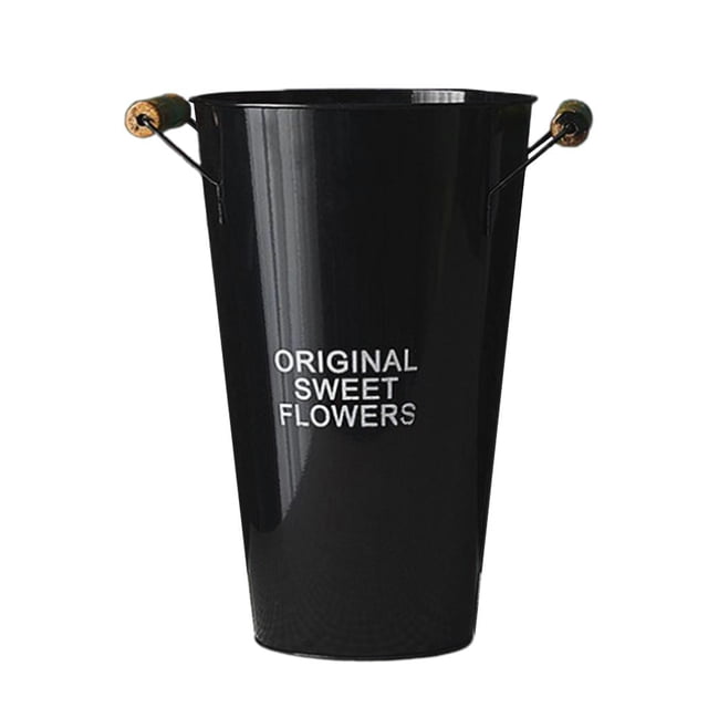 s colgantes de cubo rústico, cubo de hojata galvanizado portátil, pntas pntas artificiales decorativas para el hogar Negro Baoblaze Florero de hierro