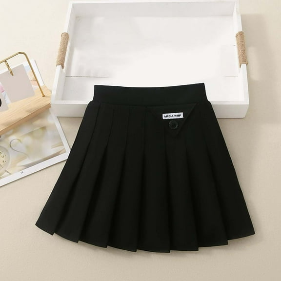 uublik Athletic Skirts Girls With Shorts Black Pleated Skirts School Kids Casual Mini Flare A Line Uniform Skorts Skirt Size 4T-14