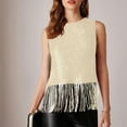 thumbnail image 6 of Sevevn Women's New Solid Color Crew Neck Pullover Sequin Fringe Casual Top Great Gifts for Less Beige L, 6 of 9