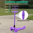 thumbnail image 3 of Hurtle Monopatin Scooter para Niños de 2 a 5 Años, 3 Ruedas con Luces LED, Mini Kickboard con Freno, Manillar Ajustable de 63 cm a 71 cm, Antideslizante, Patin del Diablo, Violeta, 3 of 7