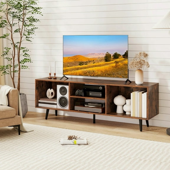 Auranook TV Stand w/ Storage Shelves, 47.5" Console Cabinet for 55-Inch TVs, Heavy-duty Metal Legs Entertainment Center