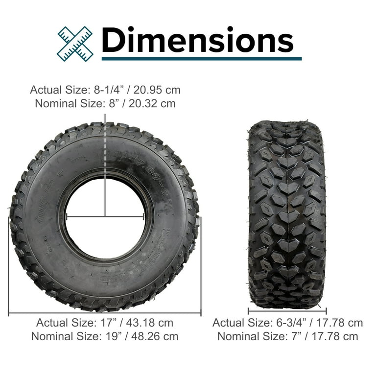 AlveyTech 19x7.00-8 Knobby QD112 Tread - Replacement Tire for Baja