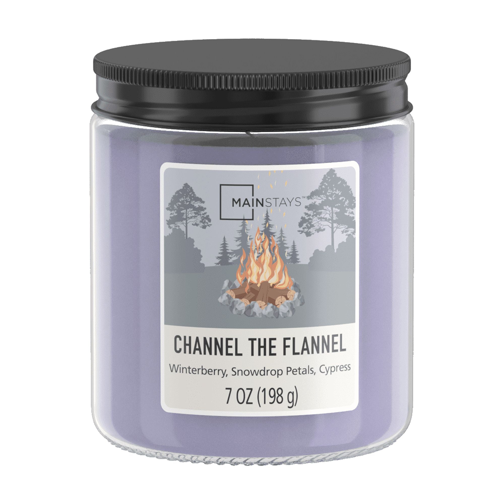 Mainstays Single-Wick Twist Glass Jar Scented Candle, Channel the Flannel Twist Lid, 7 oz.
